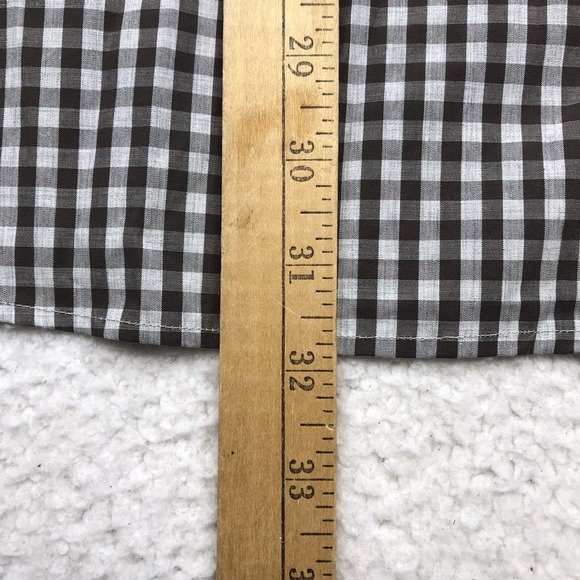 Cremieux Signaure Button Shirt Mens Large Dark Brown Gingham Check Long Sleeve - Picture 11 of 12